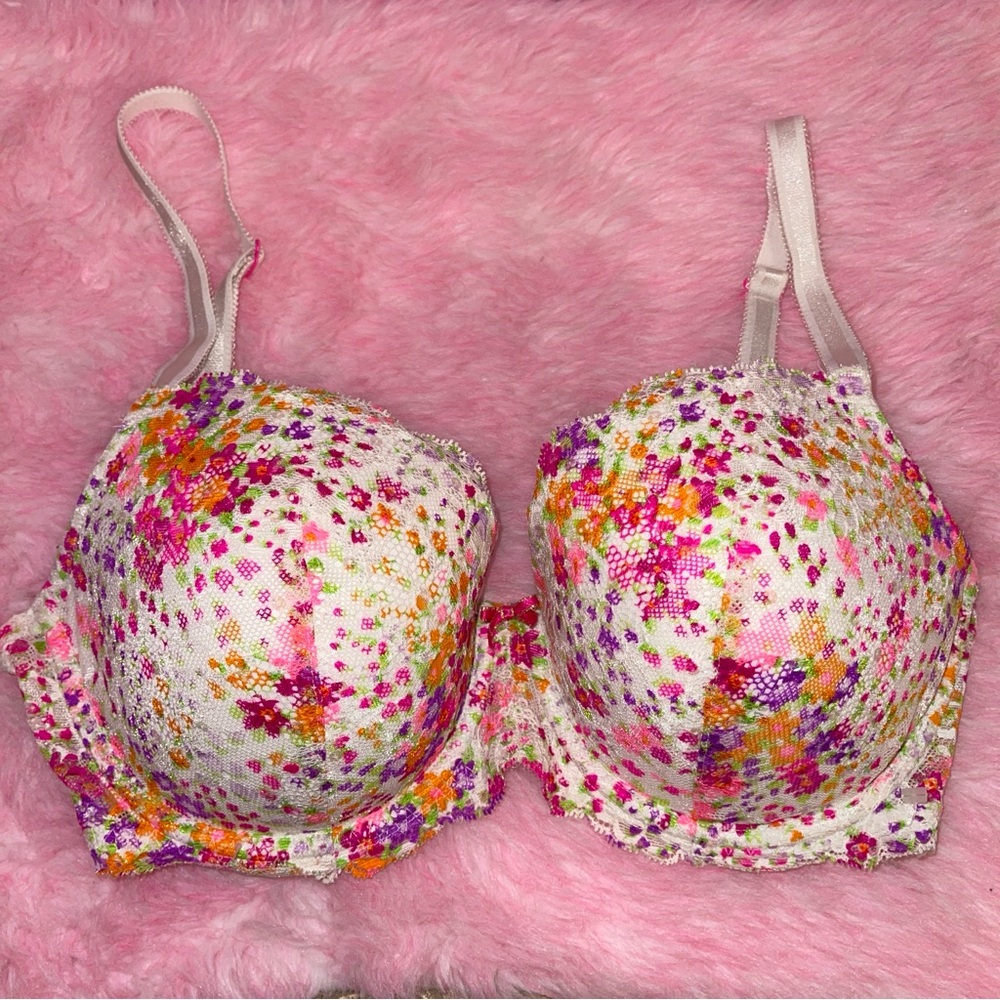 Vintage Y2K Victoria’s Secret bra floral fairy Victorian lolita lace pink 34DD